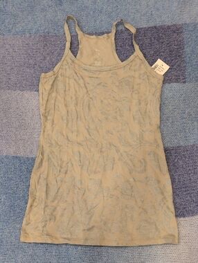 Kismet Tan Racerback Tank with Subtle Floral Burnout